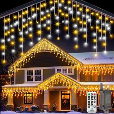 Icicle Outdoor Christmas Lights 10M Warm White LED Xmas Icicles Light Outside