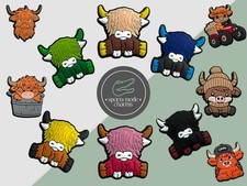 Highland Cows - Charms for Shoes Clogs Sandal - Farm Milk Moo Tractor Cow