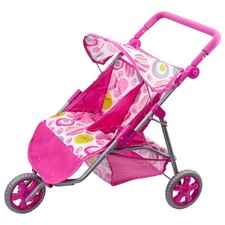 Twin Dolls Pink Pram Double