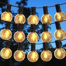50FT Festoon String Lights Outdoor Garden Globe 46+4 LED G40 Bulbs Mains Powered