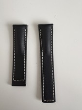 Hirsch NAVIGATOR Calfskin Leather Deployment Watch Strap in BLACK