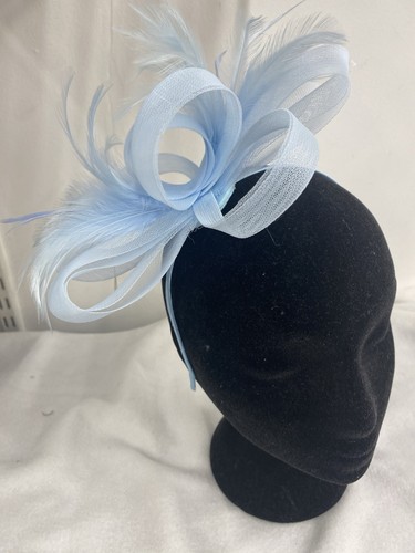 Baby blue feathered fascinator - baby,