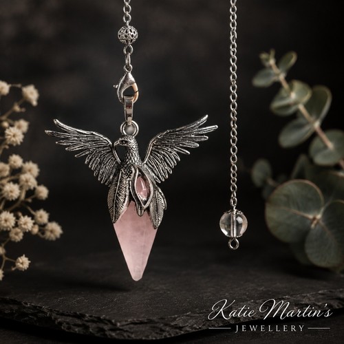 Rose quartz phoenix bird angel - rose,