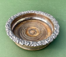 Early 19th C. Georgian Old Sheffield Plate Wine Coaster - Turned Oak Base c1825