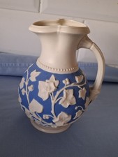 Samuel Alcock & Co Blue Jasperware Jug – Patent 253 c.1840s 16cm-Antique Repair