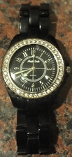 A Very Nice MONTE CARLO Black & Silver Quartz Wristwatch & Black Bracelet.