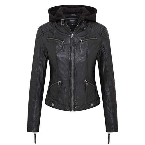Ladies black biker leather - ladies,