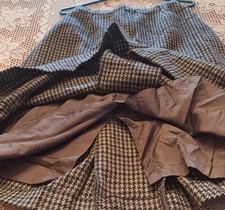 St Michael Israel Made 100% Wool Houndstooth Pencil Skirt UK14 Front Pockets