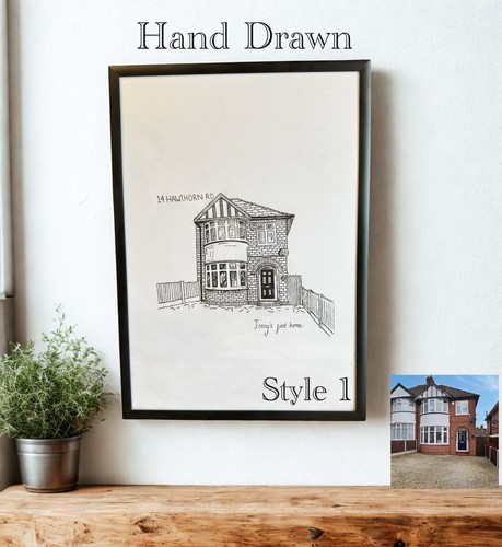 Custom house portrait hand - house,