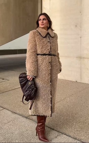 Zara long faux shearling coat - zara,
