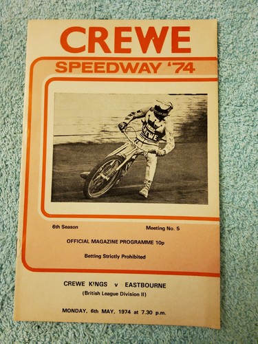 Crewe speedway 1974 official - speedway,