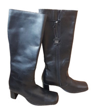 Florence+Fred Women's Black Leather Zipper Block Heel Riding Boots - UK 5 EUR 38