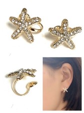 Gold Diamante Starfish U Clips