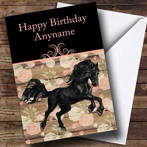 Beautiful black friesian - black, horse