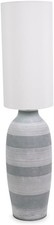 Modern Ceramic Floor Lamp with Fabric Shade & LED Bulb, 150cm Tall