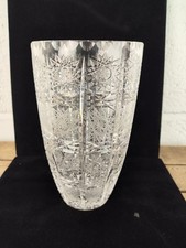 Vintage Bohemian Hand Cut Crystal Vase Starburst Design (21cm High)