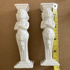 Vintage Bisque Cake Pillars X2 Porcelain Column Figures