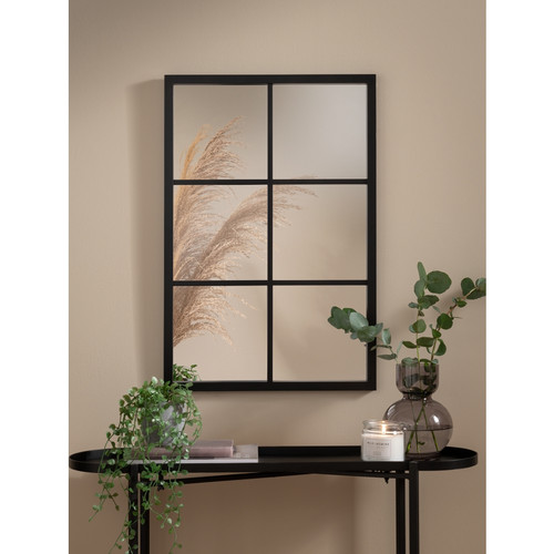 Black window mirror wall decor - black,