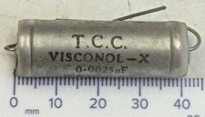 0.0025uF 850Vac.pk TCC "Visconol-X" NOS capacitor
