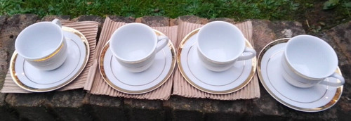 4no cups saucers - saucers, gold