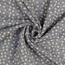 0.5m voile embroidery, blue