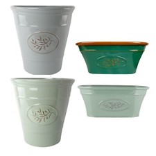 Embossed Olive Ceramic Design Plastic Planter - Trough or Pot - Indoor Outdoor