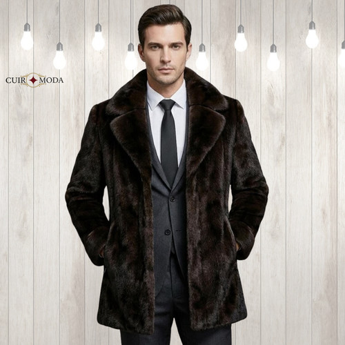 Men luxury faux fur coat - luxury,