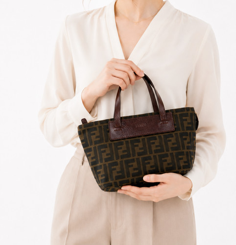 Fendi zucca hand bag leather - zucca,