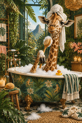 136 giraffe bathtub - giraffe, in