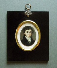 Late Regency /Early Victorian Dickensian Portrait Miniature In Ebonized Frame.