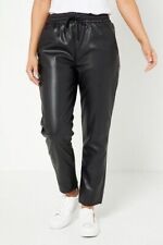 Studio Women Black PU Joggers