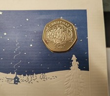 1993 ISLE of MAN CHRISTMAS 50p COIN CARD - NATIVITY SCENE