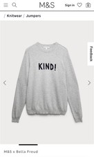 M&S Bella Freud Pure Cashmere Slogan KIND Ladies Jumper In Size Large  New/Tags