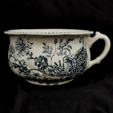 Alton Stoke Pottery Chamber Pot White Black Vintage RMF30-CAP