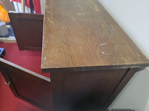 Old heavy wooden cupboard with - heavy,