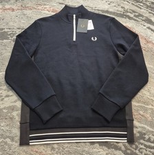 Fred Perry Contrast Panel Quarter Zip Sweatshirt Brand New With Tags Size M