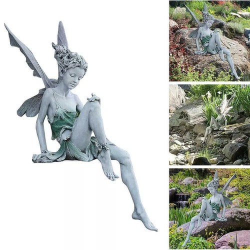 Flower fairy sitting - flower, statue