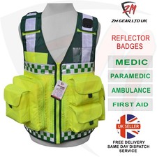 Hi Viz Yellow Medic Paramedic Ambulance Response equipment vest UK Free delivery