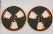 Reel to Reel Tape spools 7" 3D printed (Plastic) in Black & Orange 