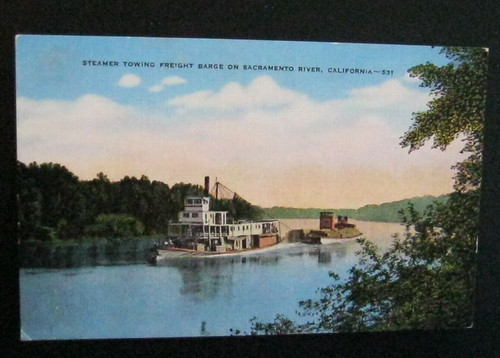 Steamer towing freight - steamer, barge