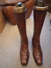 Russell & Bromley Aquatalia Brown Leather Zip Up Tall Boots Size EU 38.5 UK 5.5