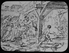 ANTIQUE Magic Lantern Slide HORATIUS NO2 C1890 ILLUSTRATION ROMAN SOLDIERS 