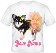 TOP Kids GIRLS Personalised Cute Chihuahua Dog Puppy TUTU Dress T shirt!!