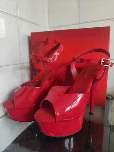 Red pleaser heels del609 size - red,