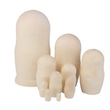 * 10Pcs Unpainted DIY Blank Russian Nesting Dolls Wood Matryoshka Holiday Gift`
