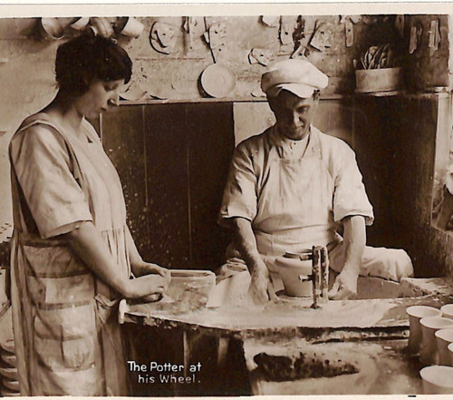 Pottery real photo postcard - pottery,