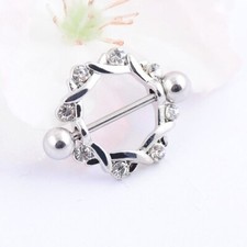 2pcs Circular Nipple Ring Shields Sexy Piercing Nipple Bars Body Barbell 316L