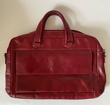 TONY PEROTTI DEEP RED LEATHER BRIEFCASE / LAPTOP CARRIER BAG