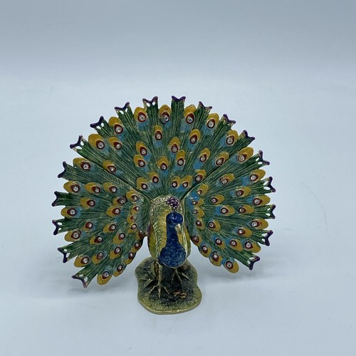 Peacock hinged rhinestone - peacock,