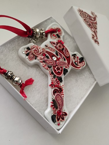 Cross ornament red bandana - cross,